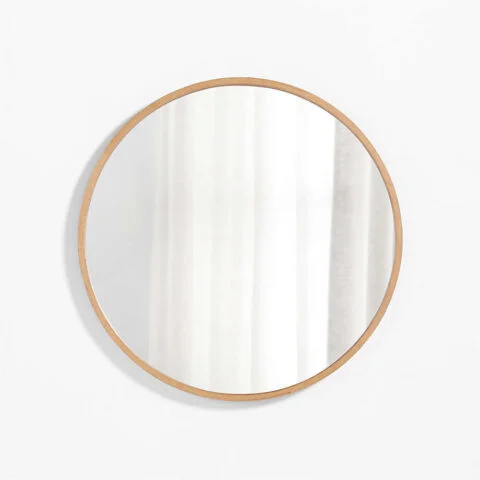 Finn Oak Wood 31" Round Wall Mirror